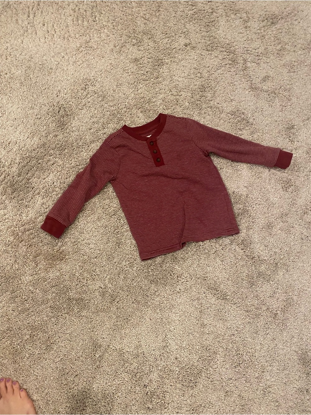 Cat & Jack Maroon Striped Long-Sleeve Henley